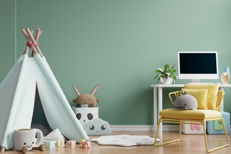 Habitación niños en verde suave